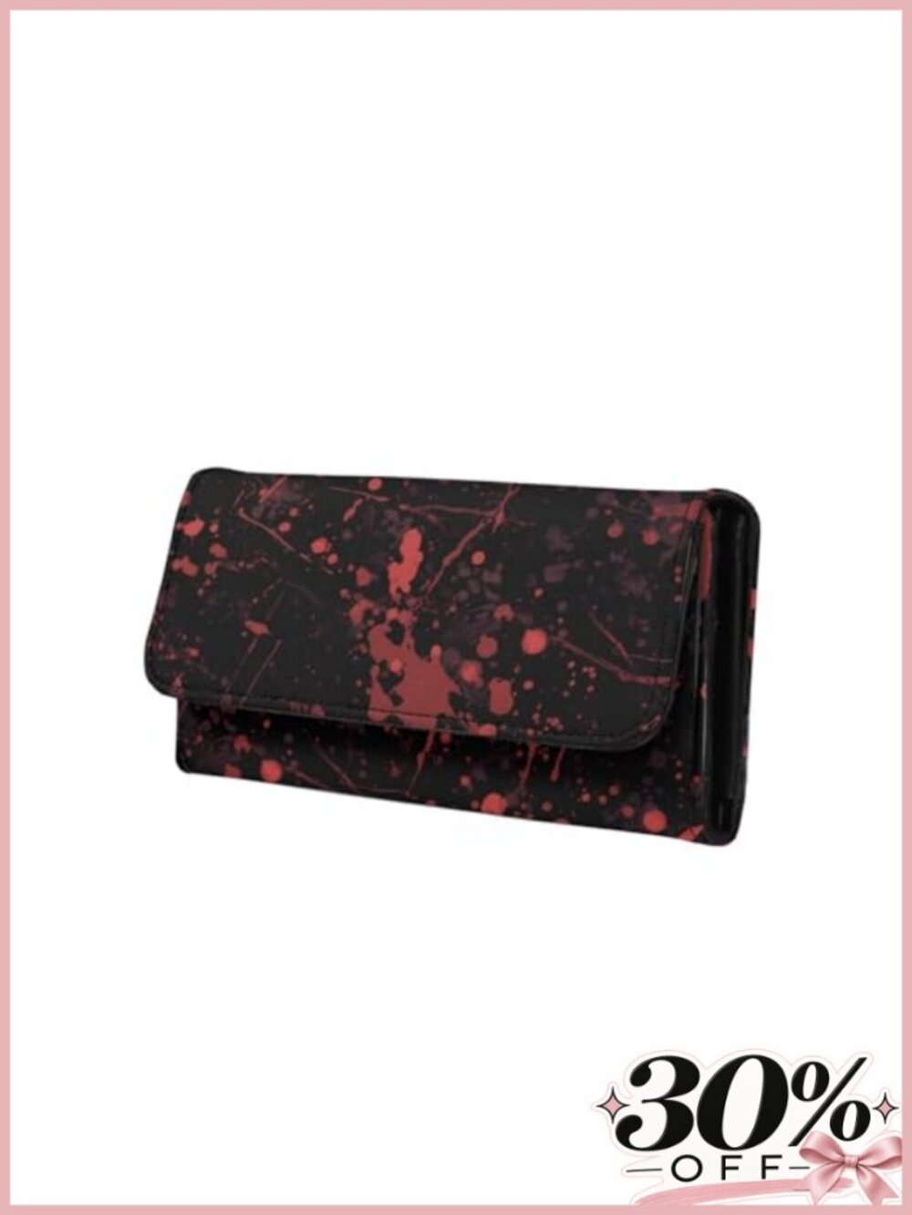 Gothic Faux Leather Tri-Fold Long Wallet for Women
